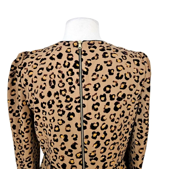 NWT Donna Karan Leopard Print Long-Sleeved Sheath Dress - Picture 9 of 12